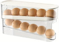 Fridge Egg Organizer, 12 Grid Rolling Egg Dispenser Tray.