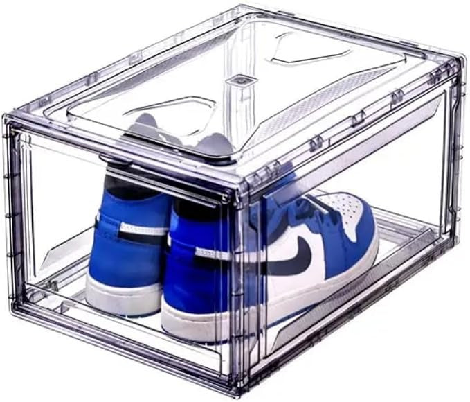 Transparent Plastic Sneaker Stackable 3 Pack Shoe Storage Boxes.