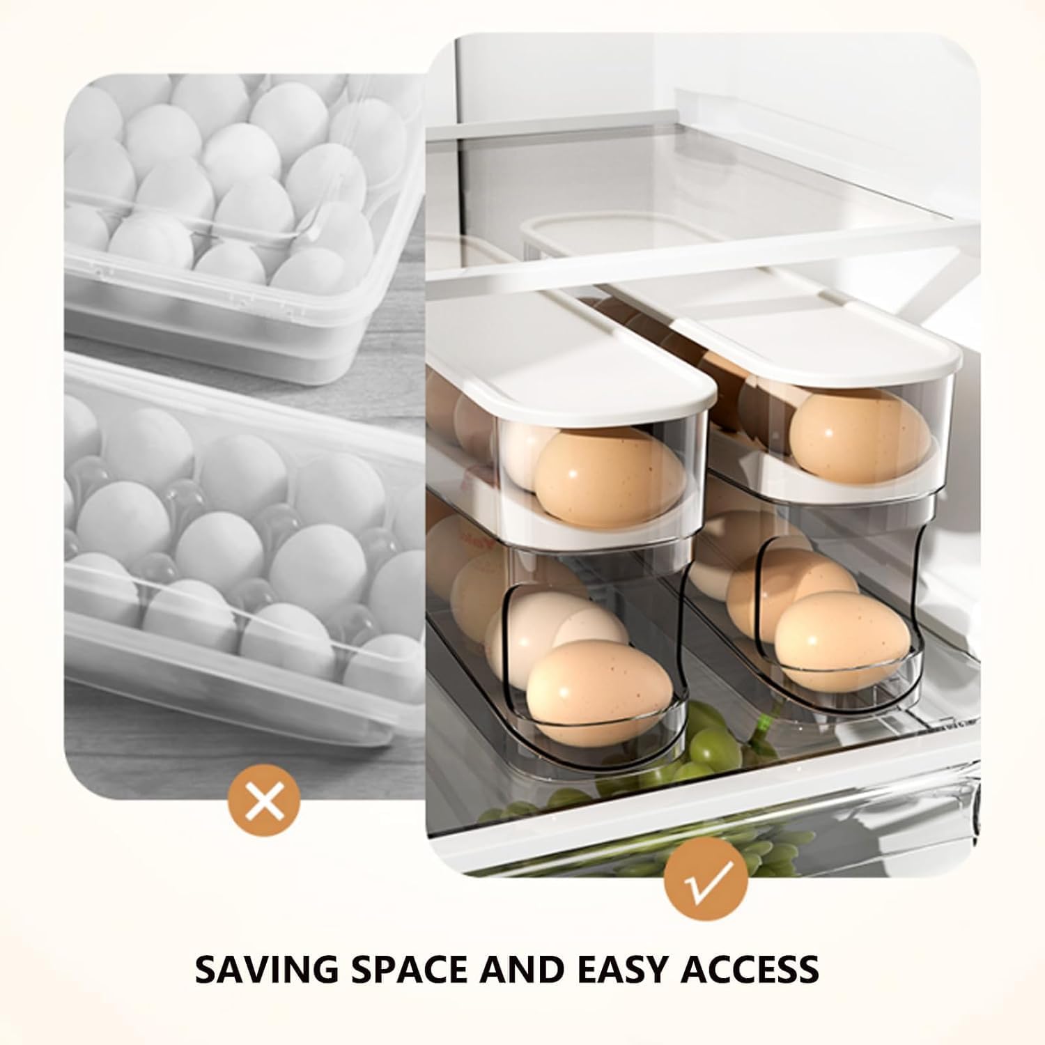 Fridge Egg Organizer, 12 Grid Rolling Egg Dispenser Tray.