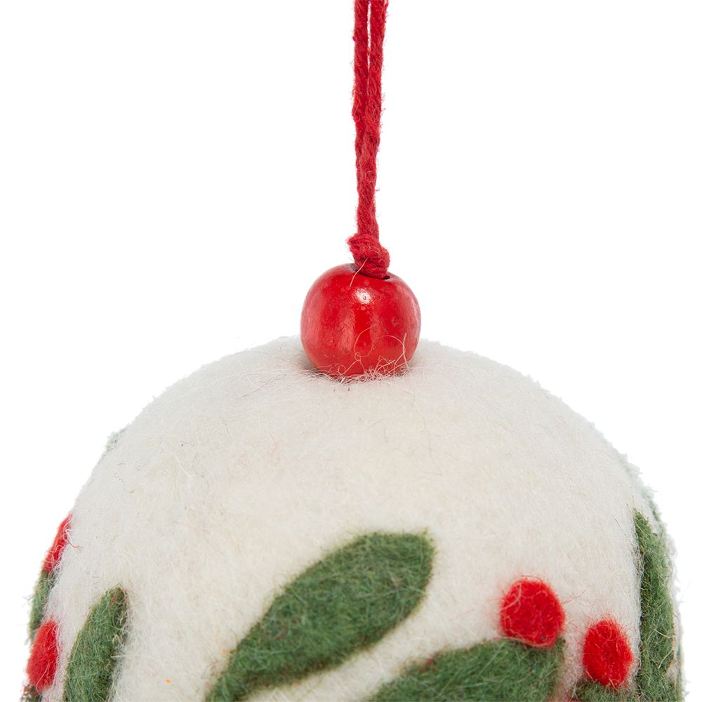 3.1"Dia Wool Felt/Polyfoam Holly Berry Deco Ball Ornament, Decorative Hanging Ball Christmas Tree Ornaments for Holiday Party Decorations, Set of 8.