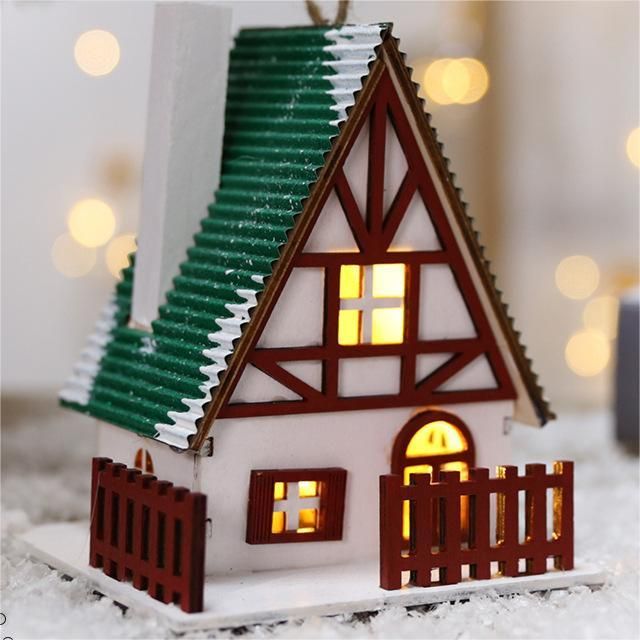 Creative Christmas Tree Blind Box Desktop Ornaments Wooden House Family Pendant.