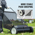 VEVOR Push Lawn Sweeper, 26 Inch Leaf & Grass Collector, Strong Rubber Wheels & Heavy Duty Thickened Steel Durable to Use with Large Capacity 7 ft³ Mesh Collection Bag, 4 Spinning Brushes.