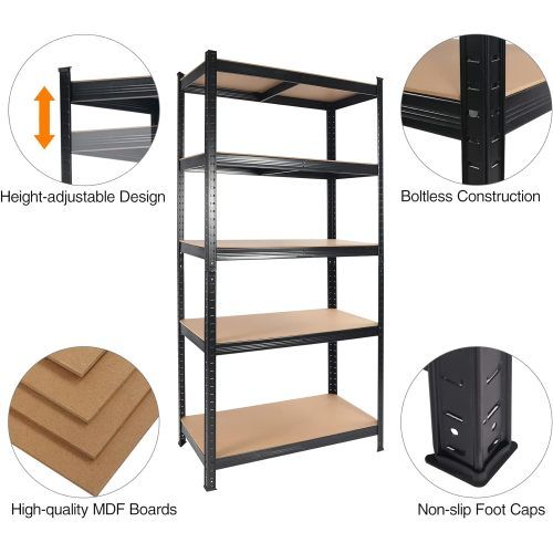 2000LBS Garage Shelving 72''H Storage Shelves Heavy Duty Shelving 5 Tier Metal Shelves for Garage Shelves 35.5"W x72"H x 15.8"D, Adjustable Shelving Unit for Basement Pantry Utility Rack Shelf.