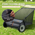 VEVOR Push Lawn Sweeper, 26 Inch Leaf & Grass Collector, Strong Rubber Wheels & Heavy Duty Thickened Steel Durable to Use with Large Capacity 7 ft³ Mesh Collection Bag, 4 Spinning Brushes.