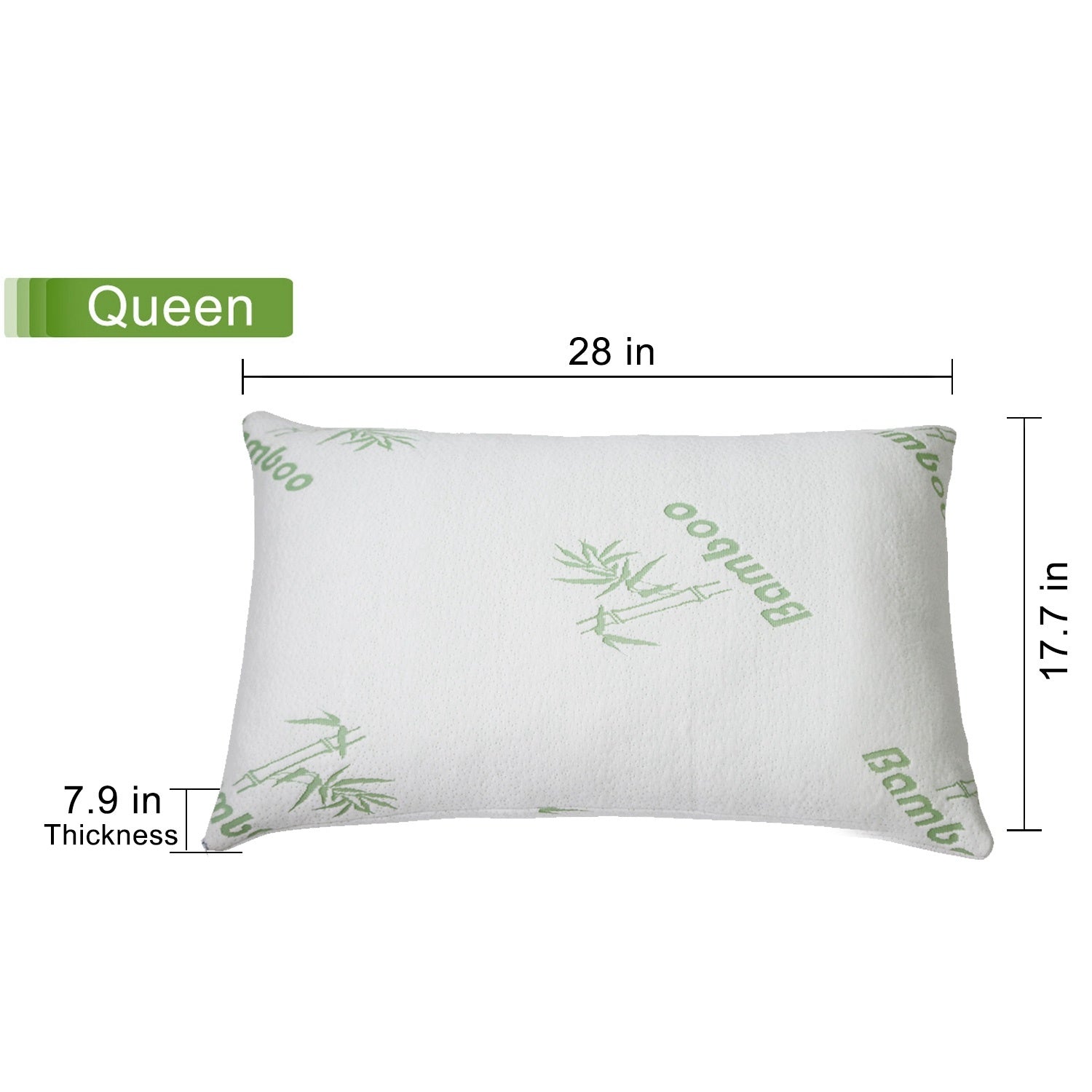 2Pcs Bamboo Memory Foam Pillow Hypoallergenic Bed Pillow For Head Neck Rest Sleeping Shredded Pillow Washable Cover Queen Size Pillow.