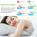 2Pcs Bamboo Memory Foam Pillow Hypoallergenic Bed Pillow For Head Neck Rest Sleeping Shredded Pillow Washable Cover Queen Size Pillow.