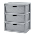 Wide 3 Drawer Cross-Weave Tower Cement.