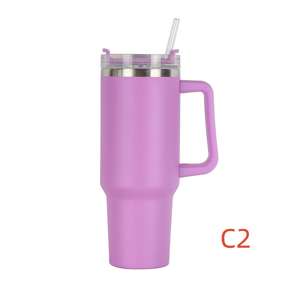 40 oz. With Logo Stainless Steel Thermos Handle Water Glass With Lid And Straw Beer Glass Car Travel Kettle Outdoor Water Bottle.