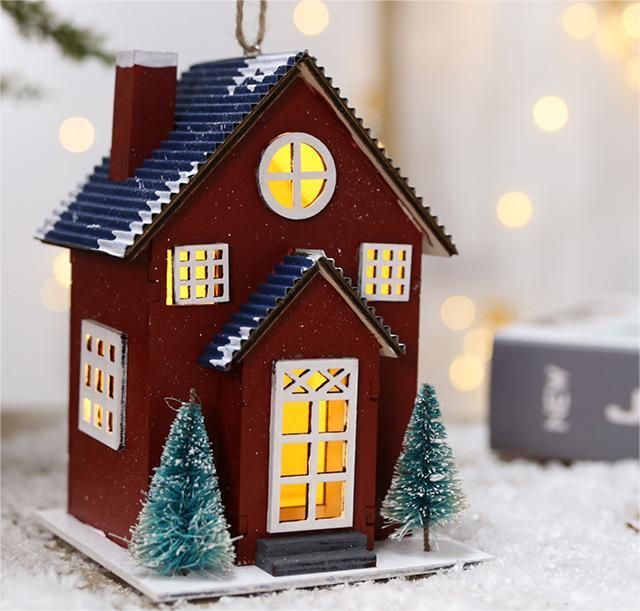 Creative Christmas Tree Blind Box Desktop Ornaments Wooden House Family Pendant.