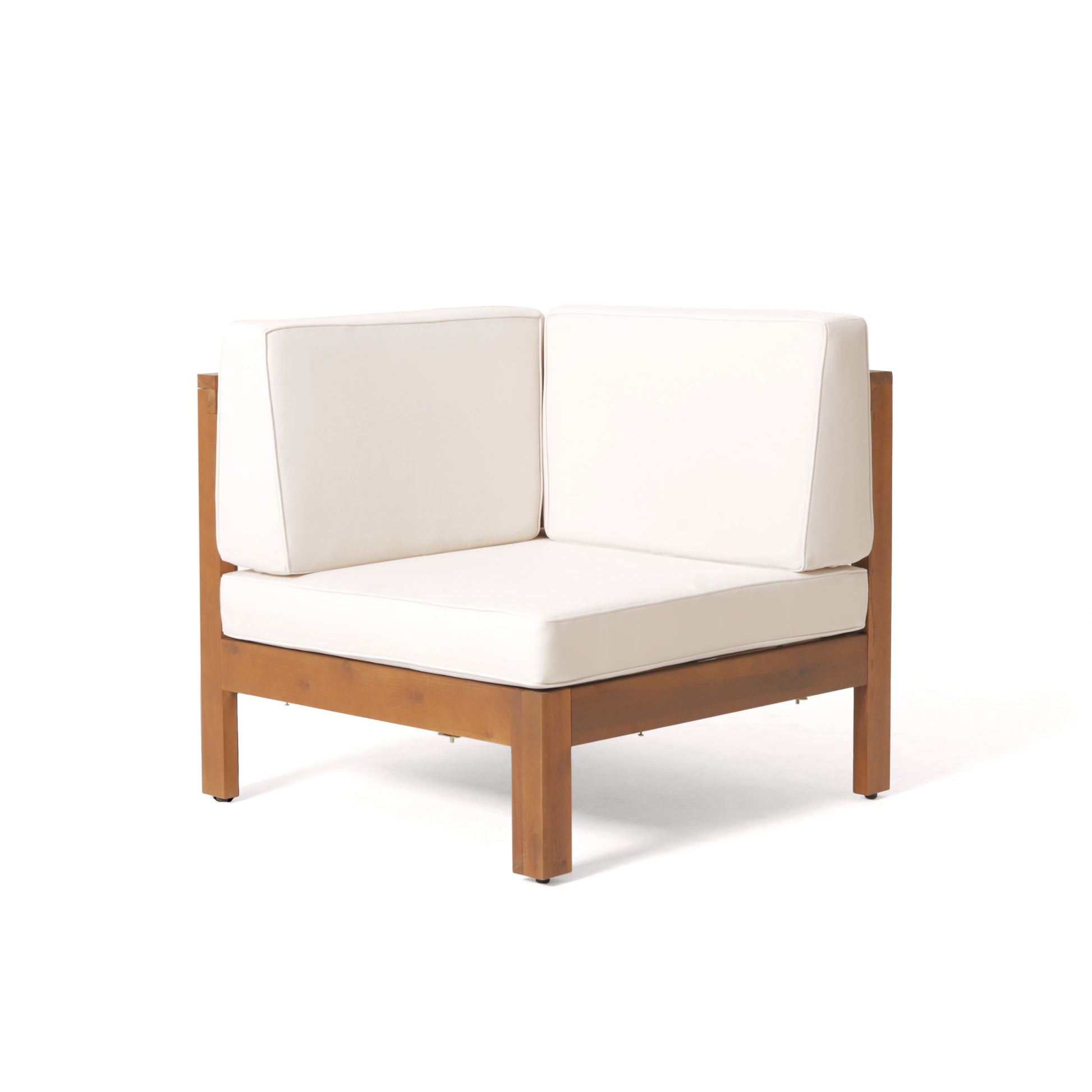 OANA OUTDOOR WOODEN SECTIONAL SET WITH CUSHIONS, BEIGE.