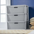 Wide 3 Drawer Cross-Weave Tower Cement.